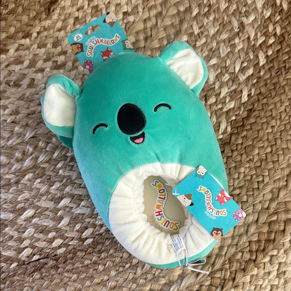 Squishmallows Teal Koala Plush Slippers